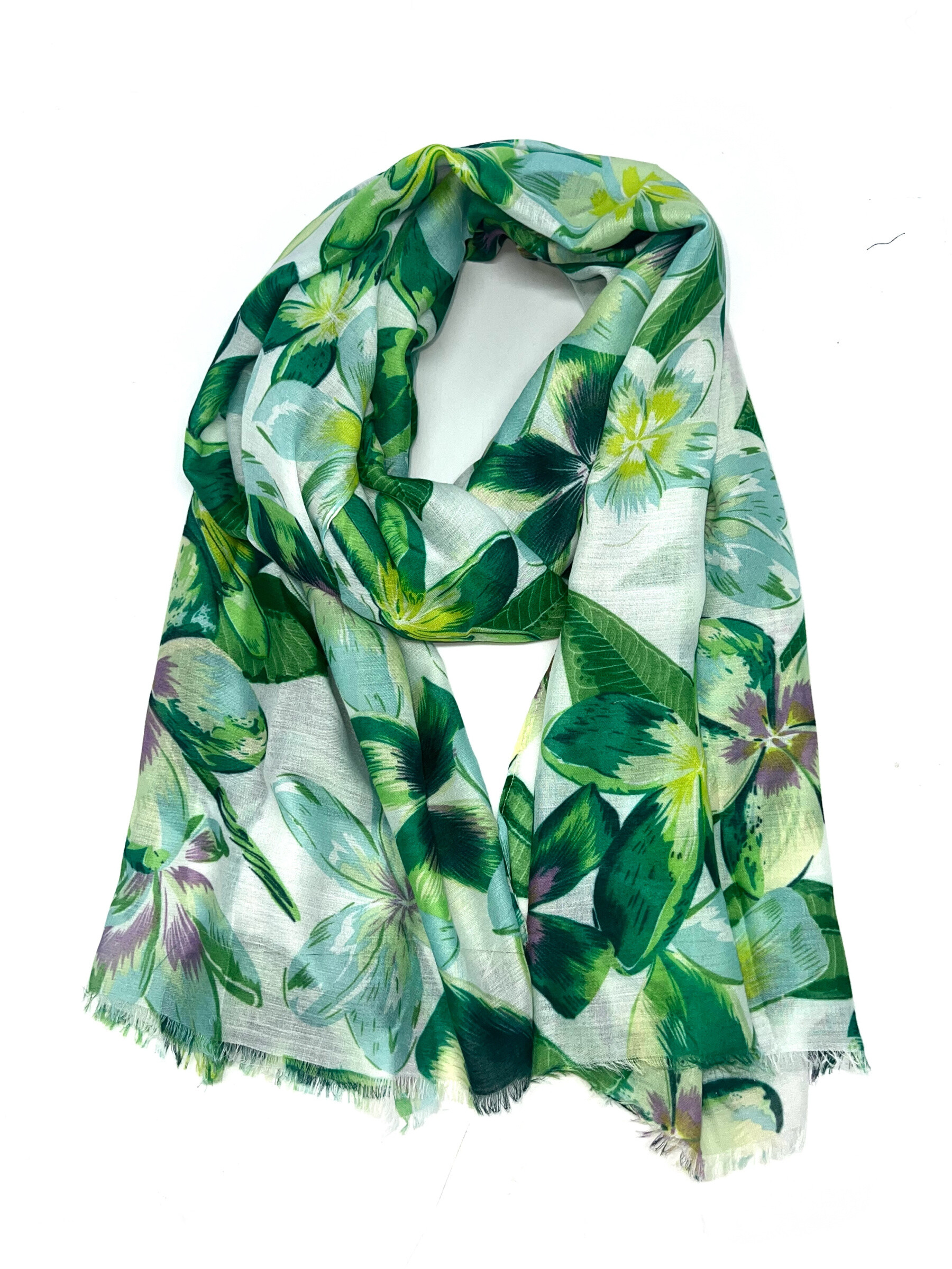 Grossista LINETA - Sciarpe con fantasia floreale bicolore