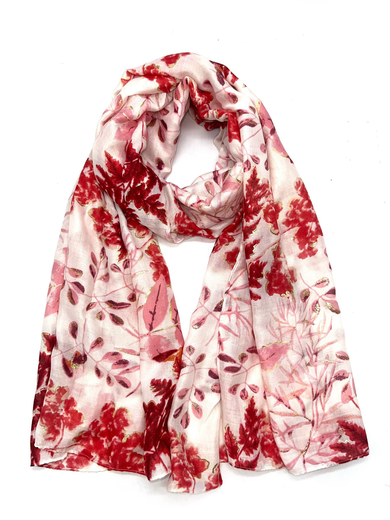 Grossiste LINETA - LN-91 Foulard imprimé motif végétal avec dorure