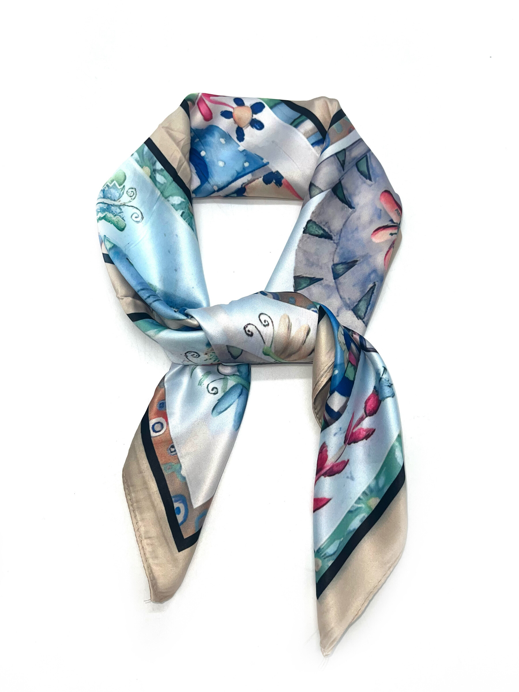 Wholesaler LINETA - Small square scarf big cat pattern