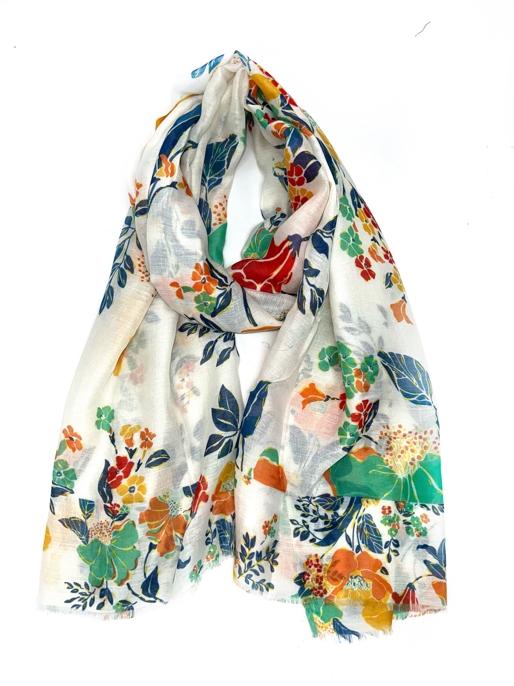 Grossiste LINETA - LN-67/XT-40 Foulard imprimé motif fleuri avec dorure