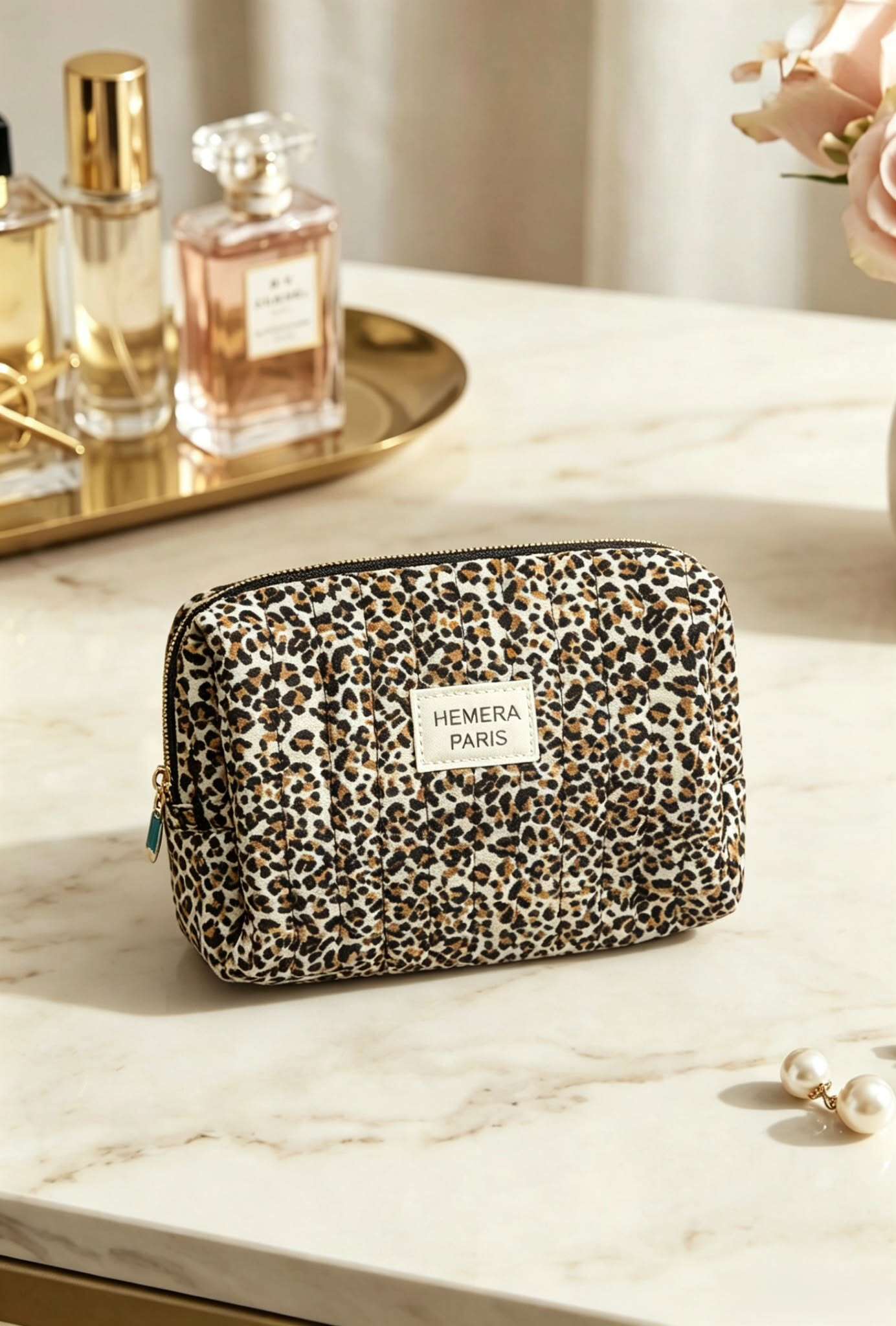Großhändler LINETA - POC-5 Schminktasche mit Leopardenmuster