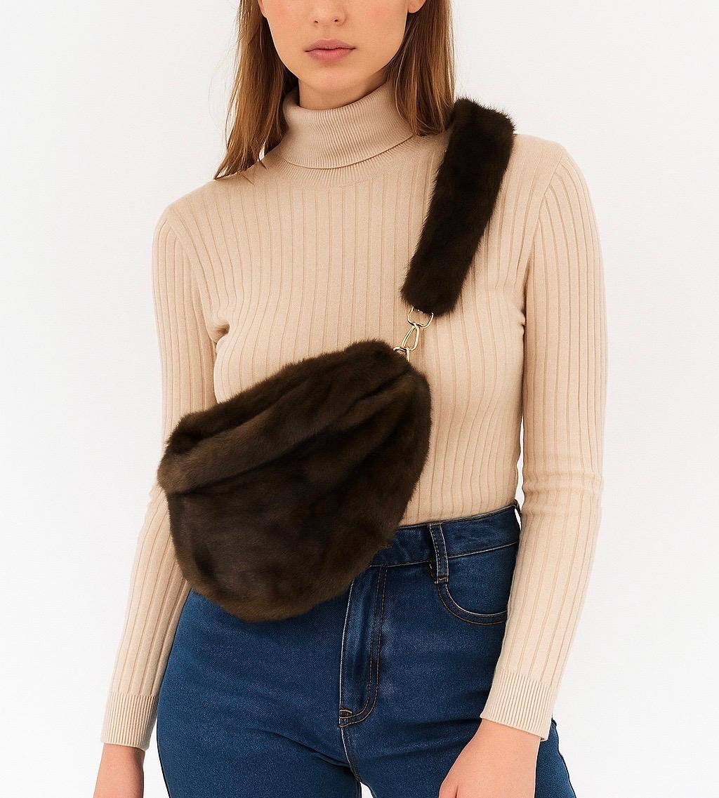 Grossiste LINETA - SAC-1 Sac banane en fourrure synthétique uni