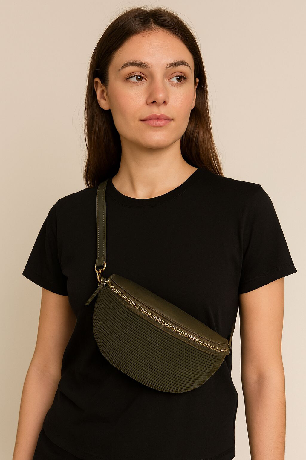 Großhändler LINETA - Schwarze Bananenbag-iTitalianer-Herstellung von Leder