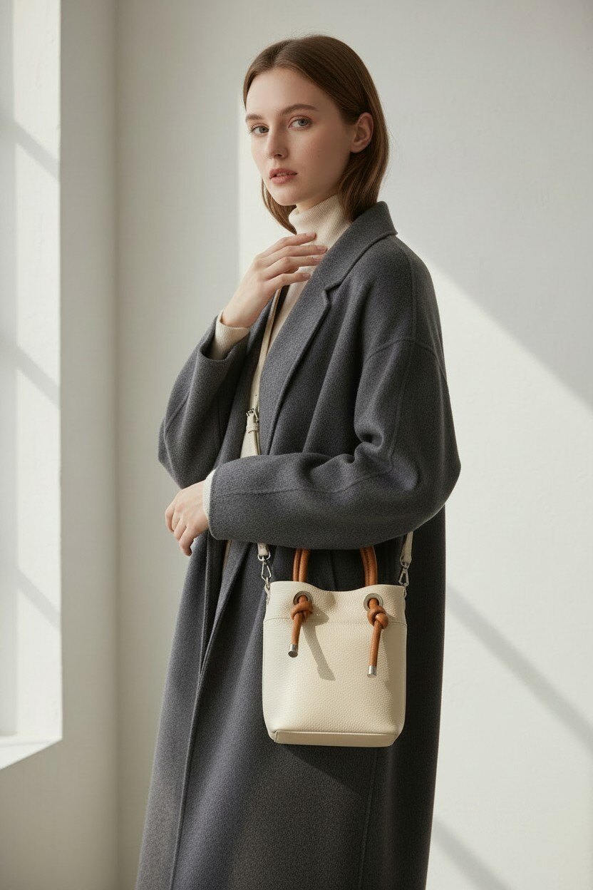 Mayorista LISA DEI - Bolso de mano de mujer de cuero genuino bicolor