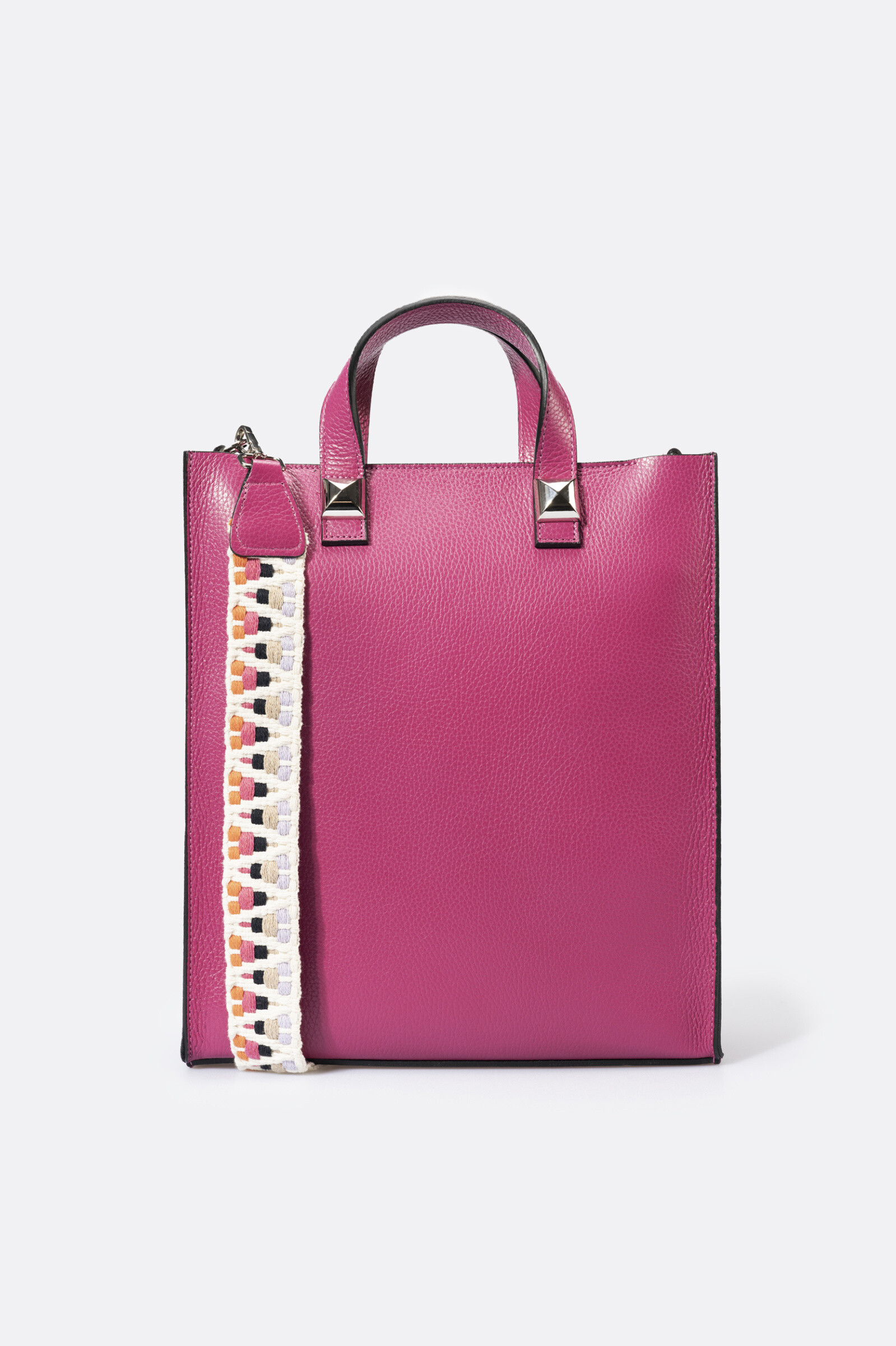 Grossiste LISA DEI - Sac à main en cuir réel avec bandoulière en tissu