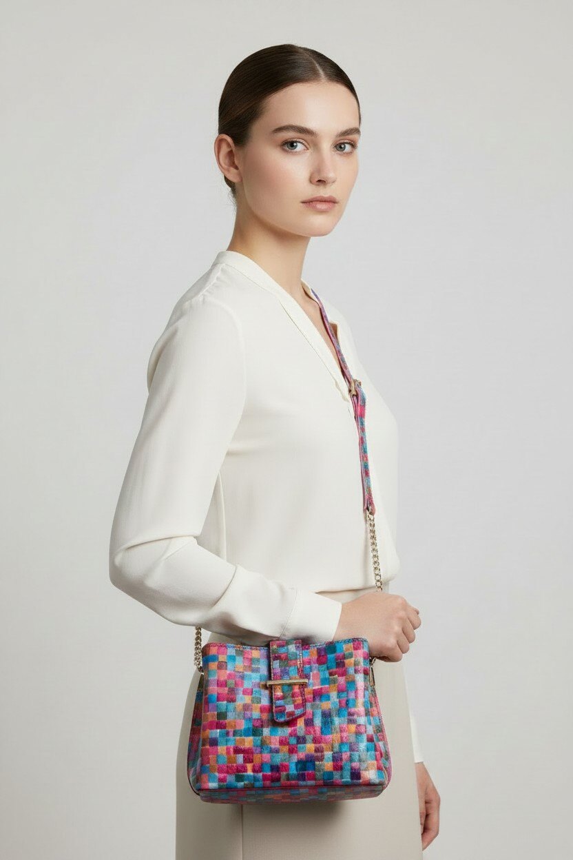 Wholesaler LISA DEI - Women's multicolored genuine leather crossbody bag