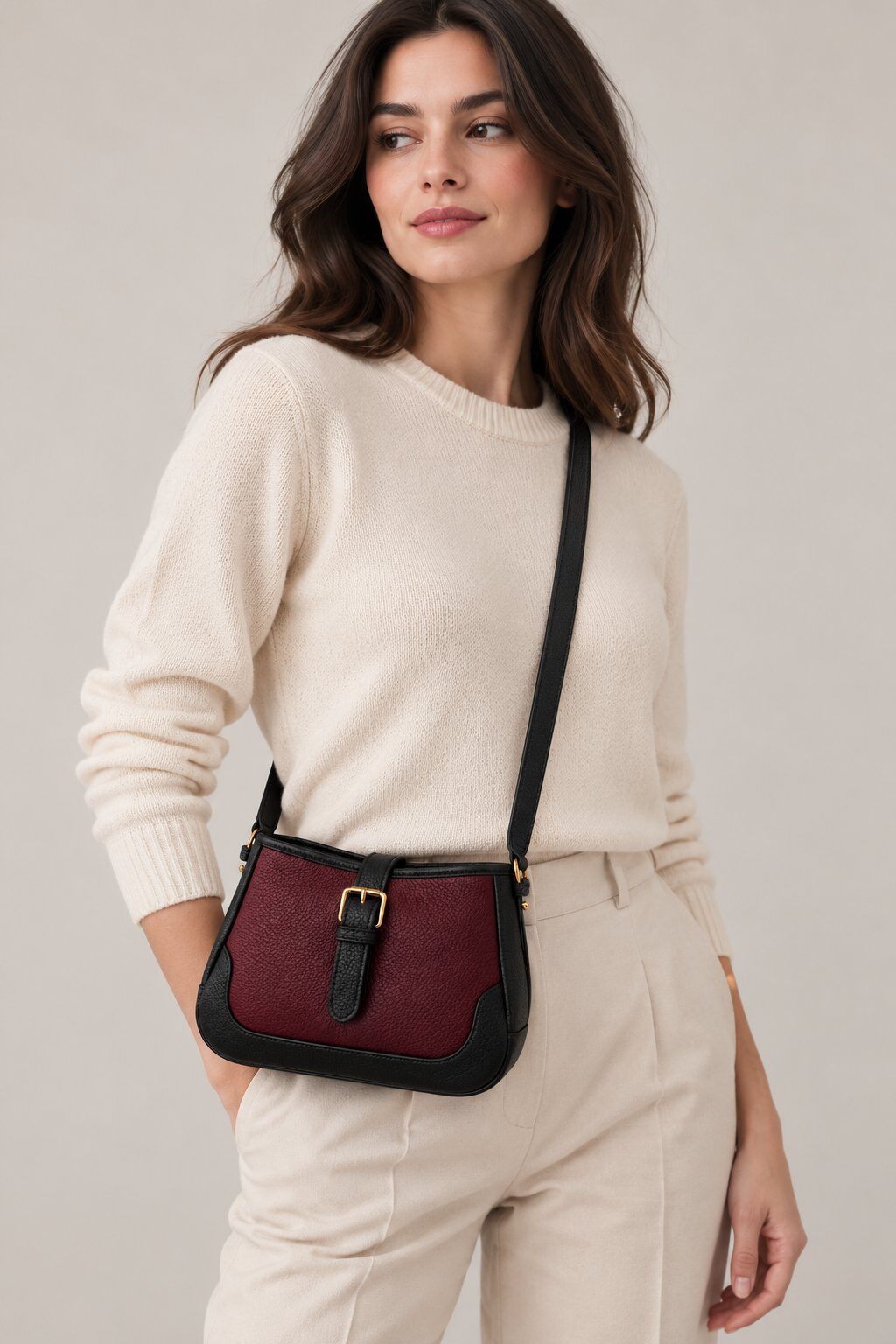 Wholesaler LISA DEI - Women's two-tone genuine leather crossbody bag