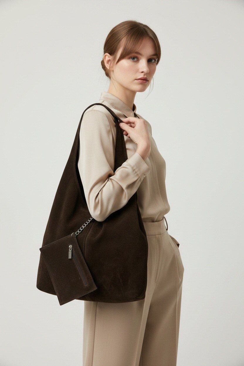 Wholesaler LISA DEI - Women's genuine suede leather shoulder bag