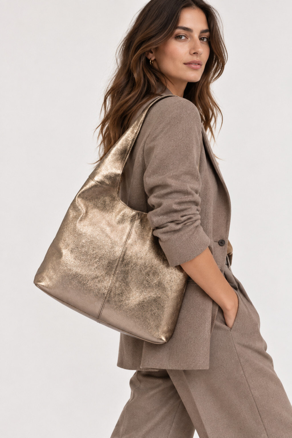 Grossista LISA DEI - Borsa a spalla shopper in vera pelle da donna