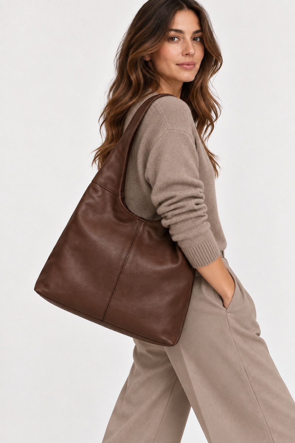 Grossista LISA DEI - Borsa a spalla/shopper in vera pelle da donna