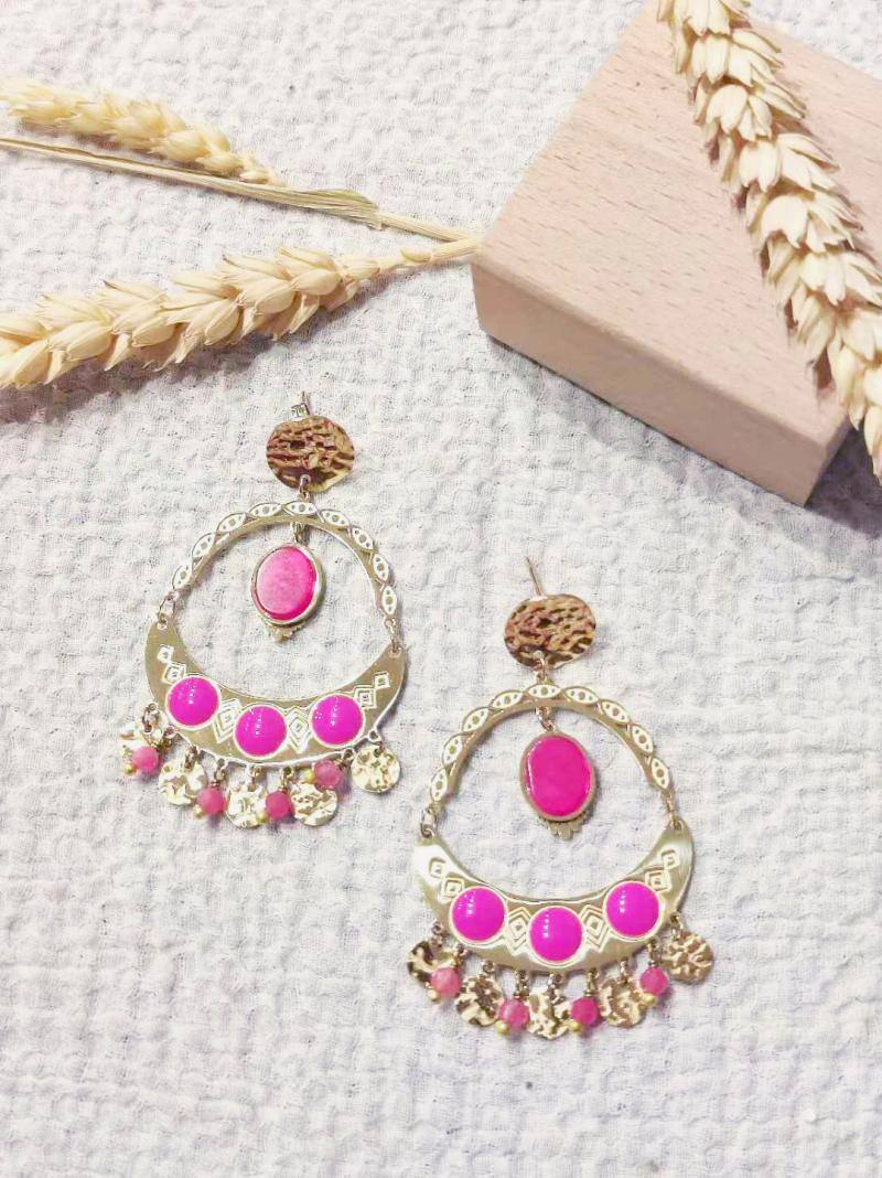 Mayorista LOL Bijoux - Pendiente de botón con luna de piedra