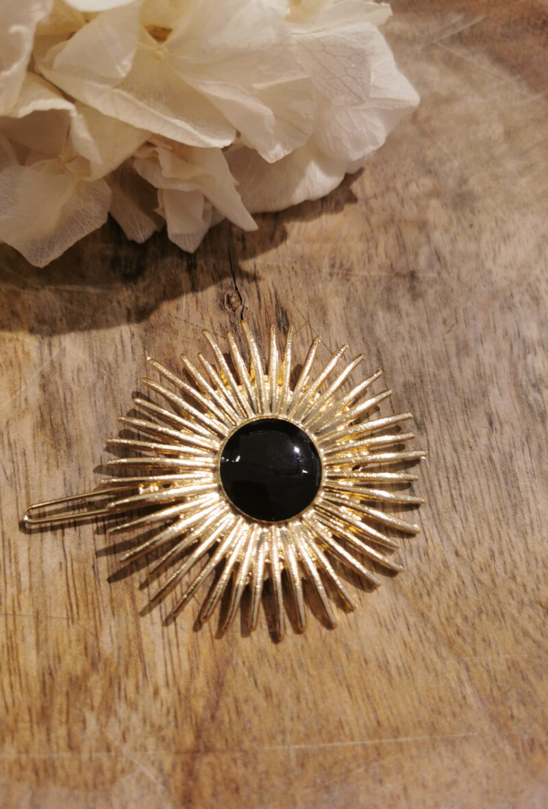 Großhändler Lolilota - Set aus 6 Haarspangen Blumen Emaille schwarz