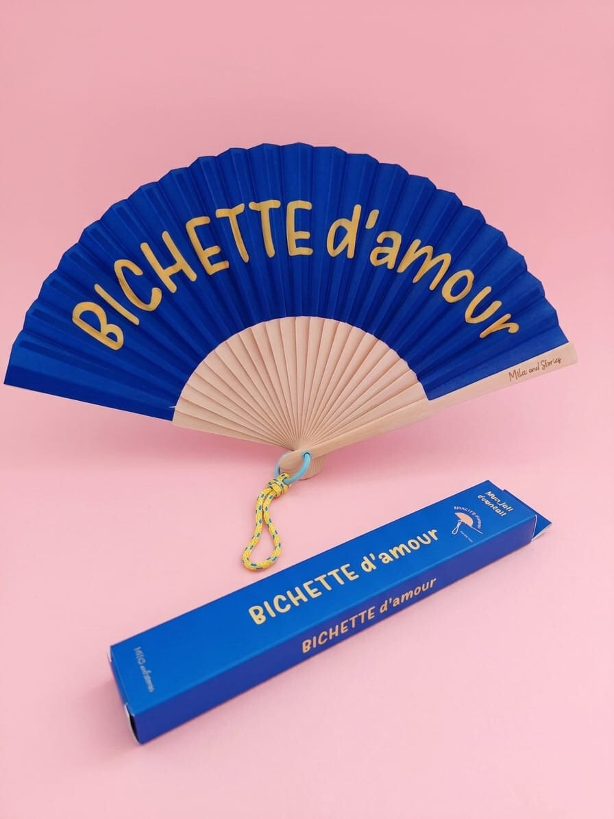 Grossista Lolilota - Set di 6 ventagli BICHETTE d'amore. 6 ventagli dello stesso modello