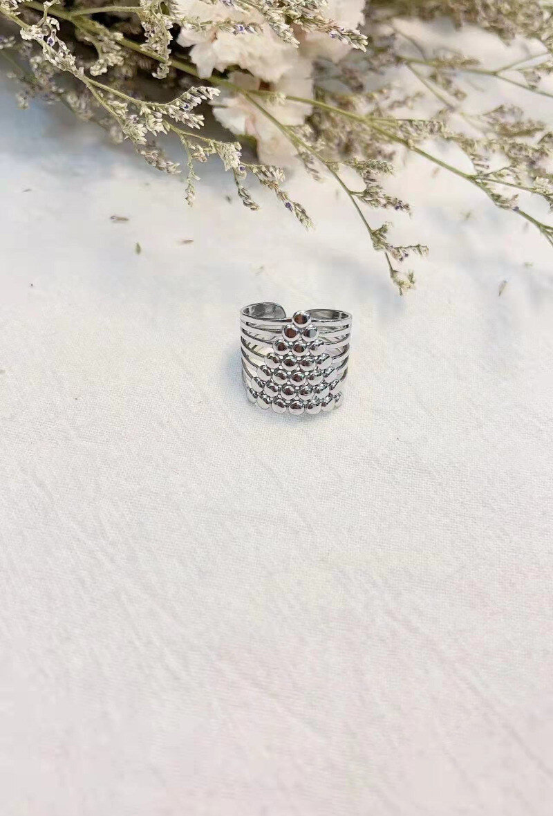 Grossiste Lolilota - BAGUE MULTI-RANG BILLES TRIANGLE
