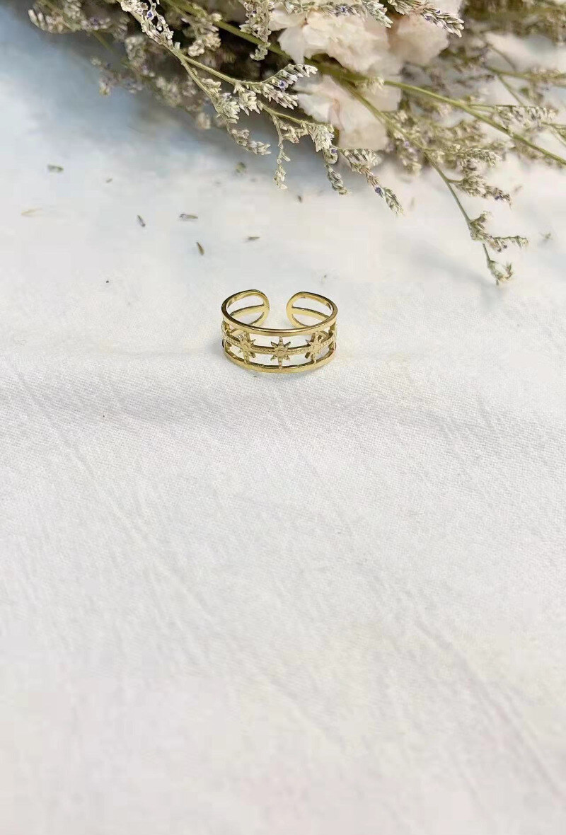 Grossiste Lolilota - BAGUE DOUBLE ANNEAU ETOILES