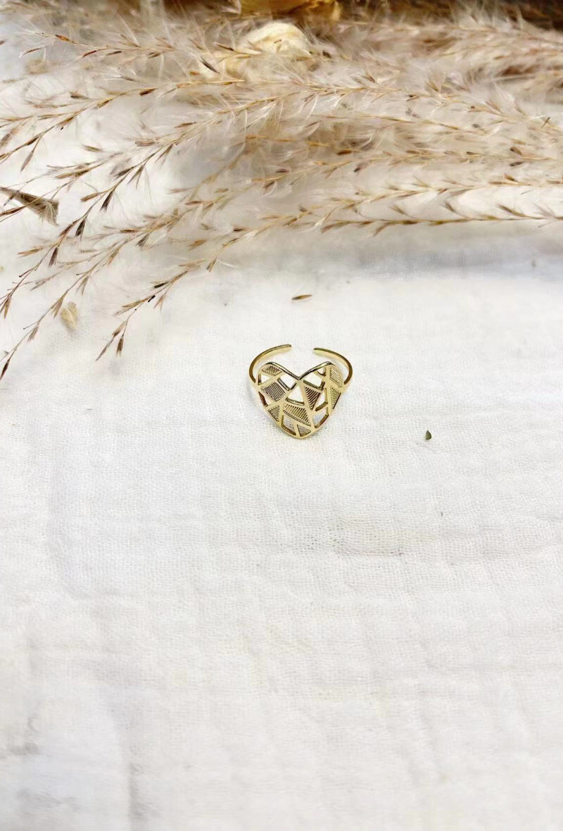 Mayorista Lolilota - Anillo fino corazón geométrico