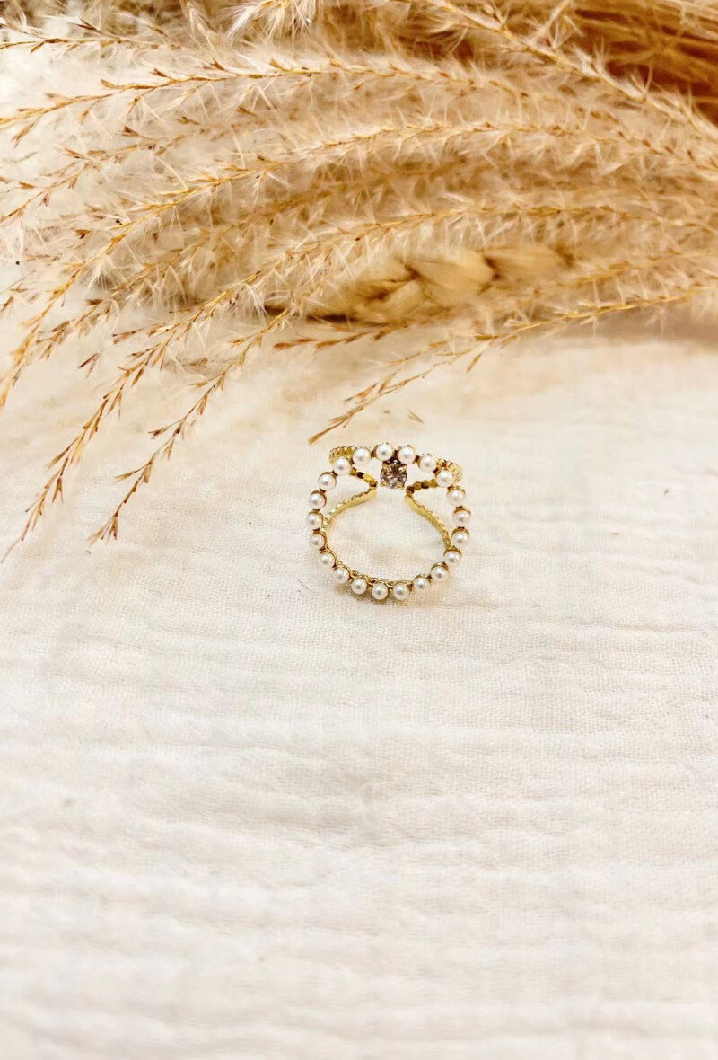 Mayorista Lolilota - Anillo circular de perla nacarada y estrás