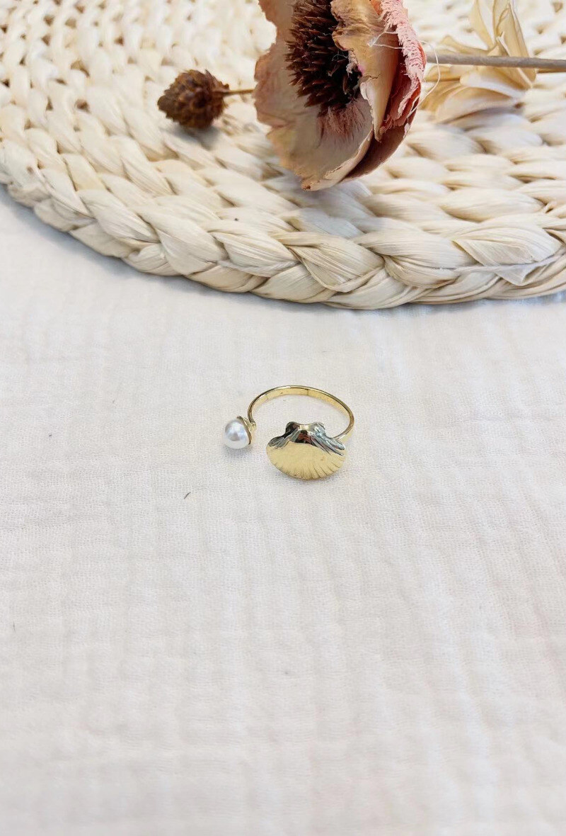 Mayorista Lolilota - Anillo cruzado de concha y perla nacarada