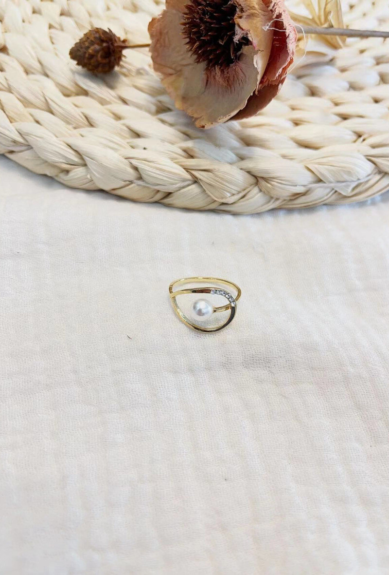 Mayorista Lolilota - Anillo cruzado con estrás y perla nacarada