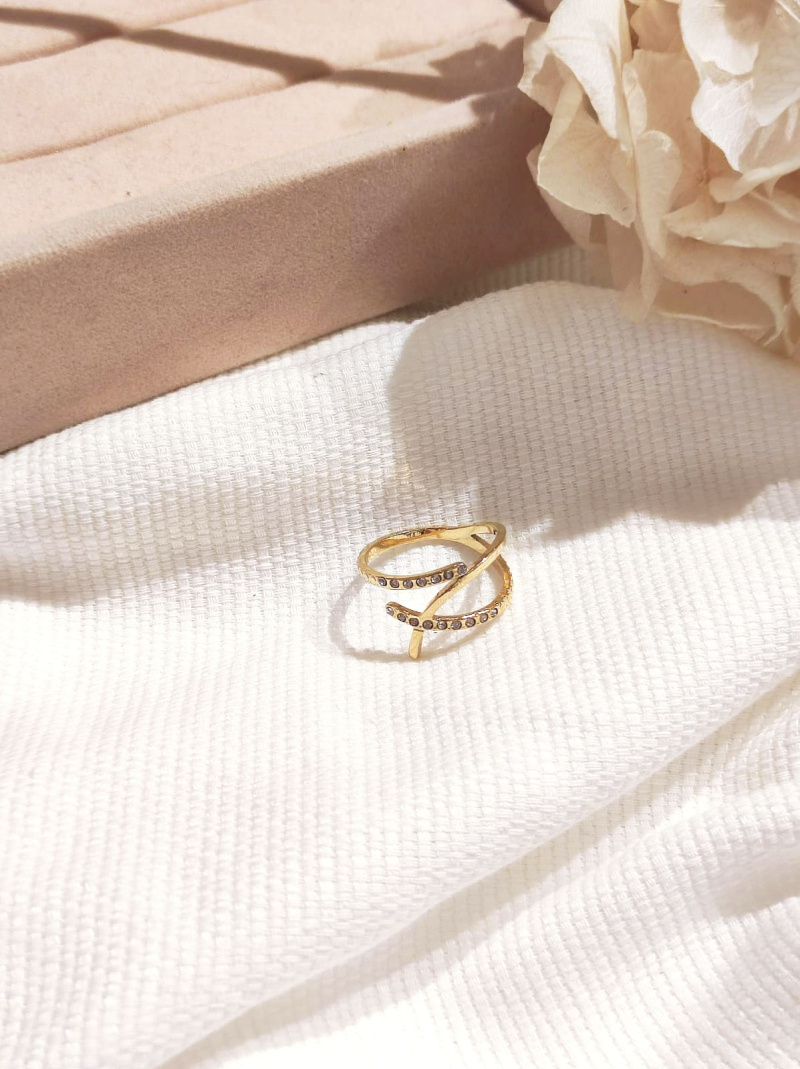 Wholesaler Lolilota - Steel rhinestone cross ring