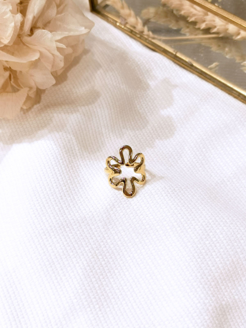 Wholesaler Lolilota - Stainless steel openwork flower ring