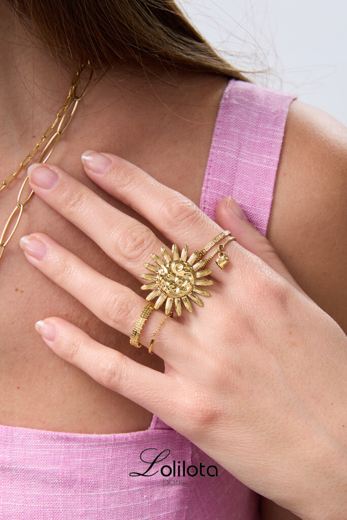 Wholesaler Lolilota - ring multi row heart gold