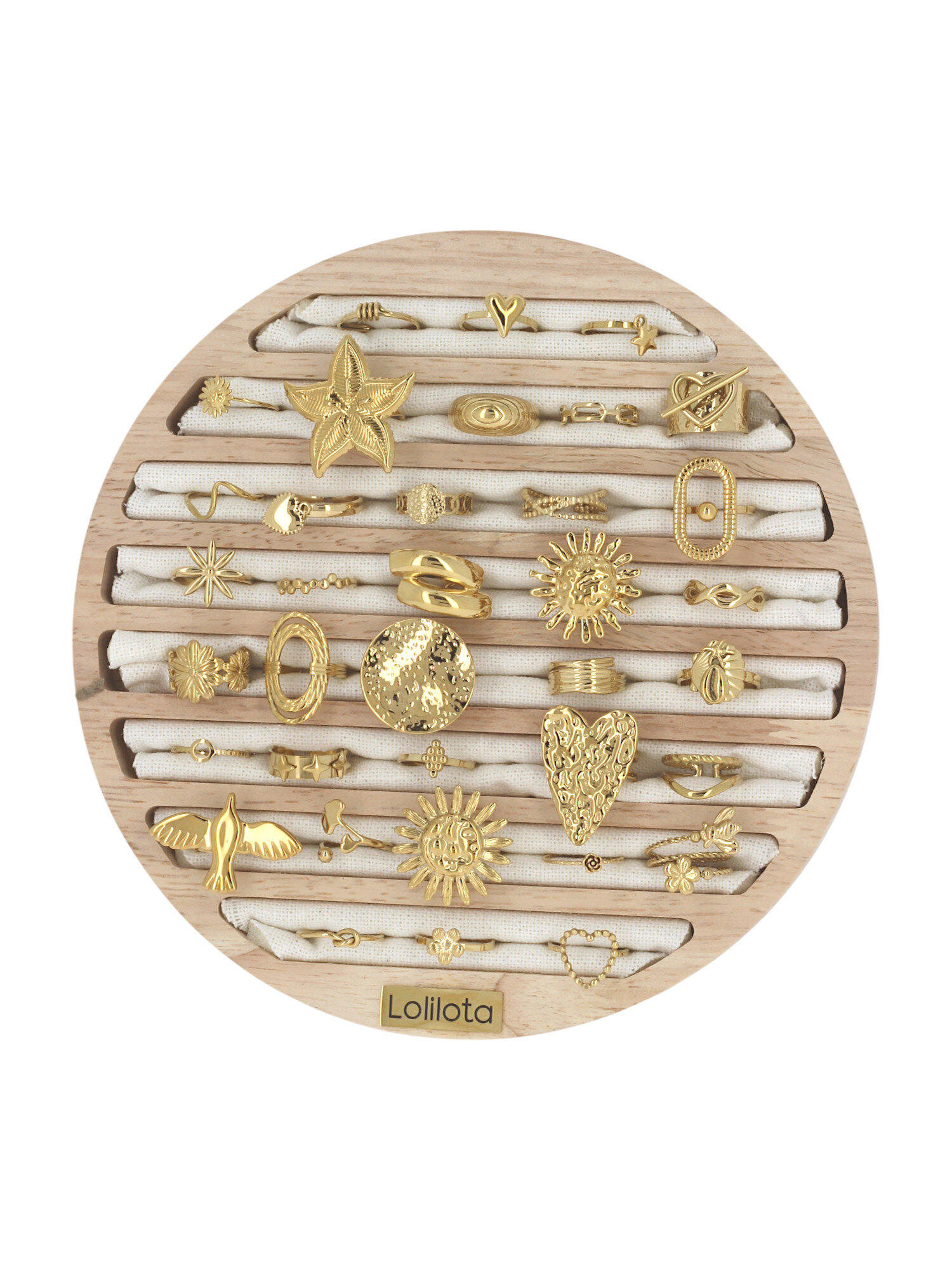 Grossiste Lolilota - lot de 36 bagues doré