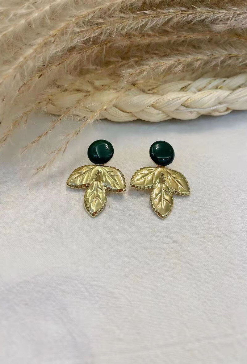 Grossiste Lolilota - BOUCLE D'OREILLE FEUILLE DORE