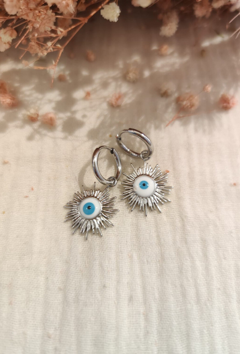 Wholesaler Lolilota - EARRING MINI HOOP SUN EYE