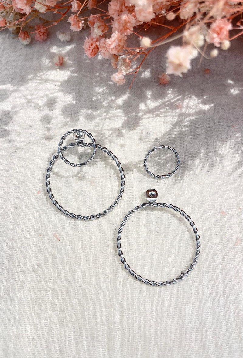 Wholesaler Lolilota - EARRING DOUBLE CIRCLE BRAID
