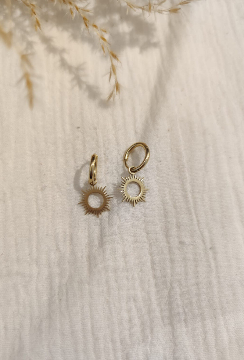Wholesaler Lolilota - EARRING MINI HOOP SUN OPENWORK