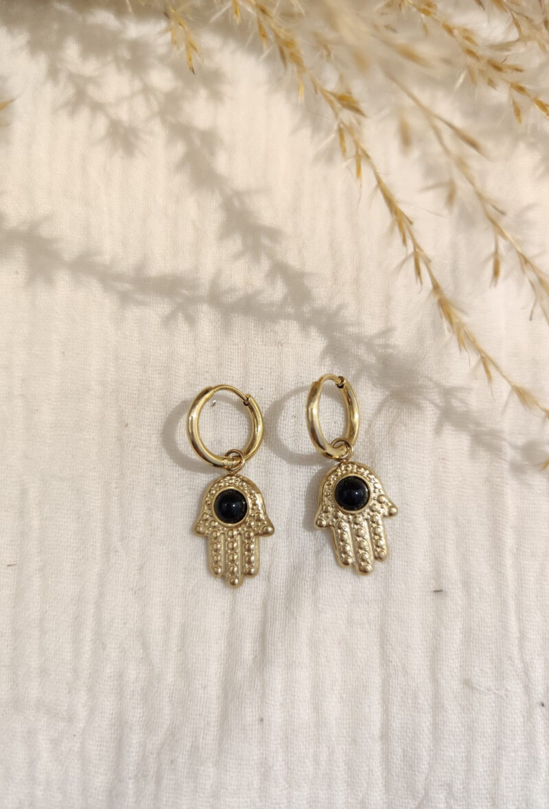 Wholesaler Lolilota - EARRING MINI HOOPS FATMA HAND