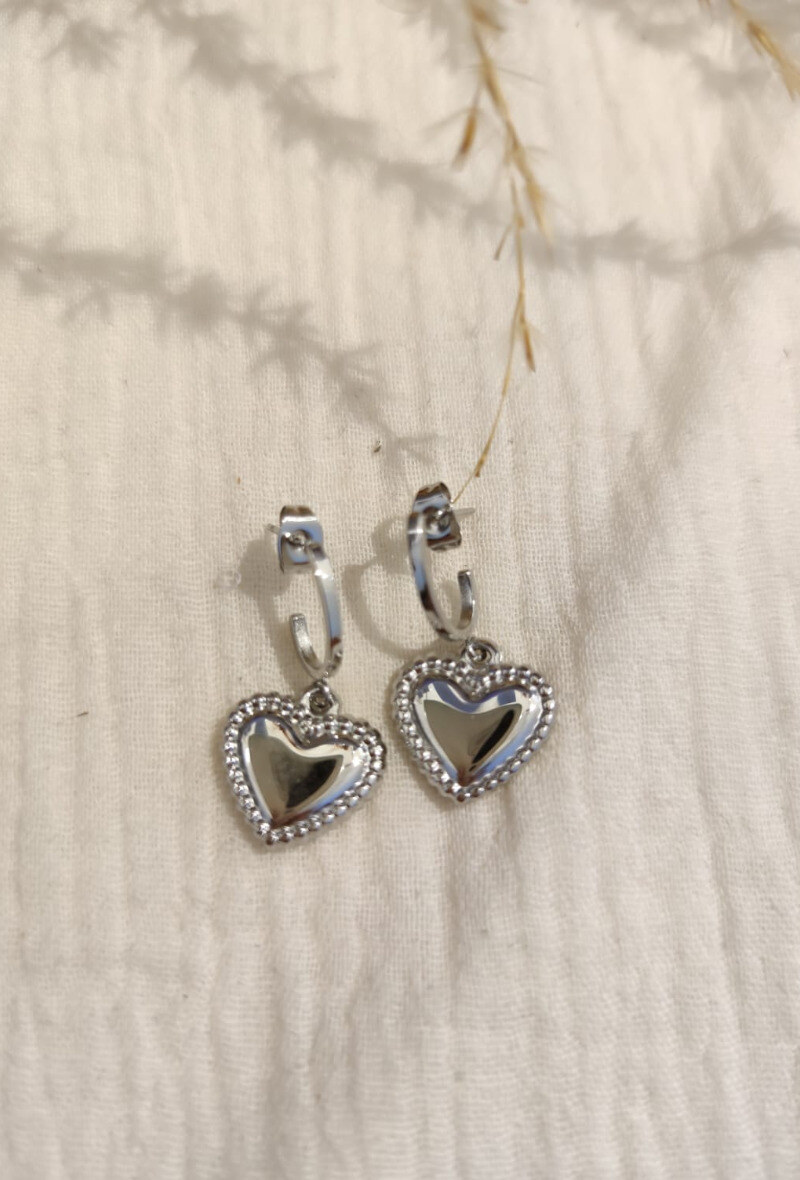 Wholesaler Lolilota - EARRING MINI HOOP HEART BEADS