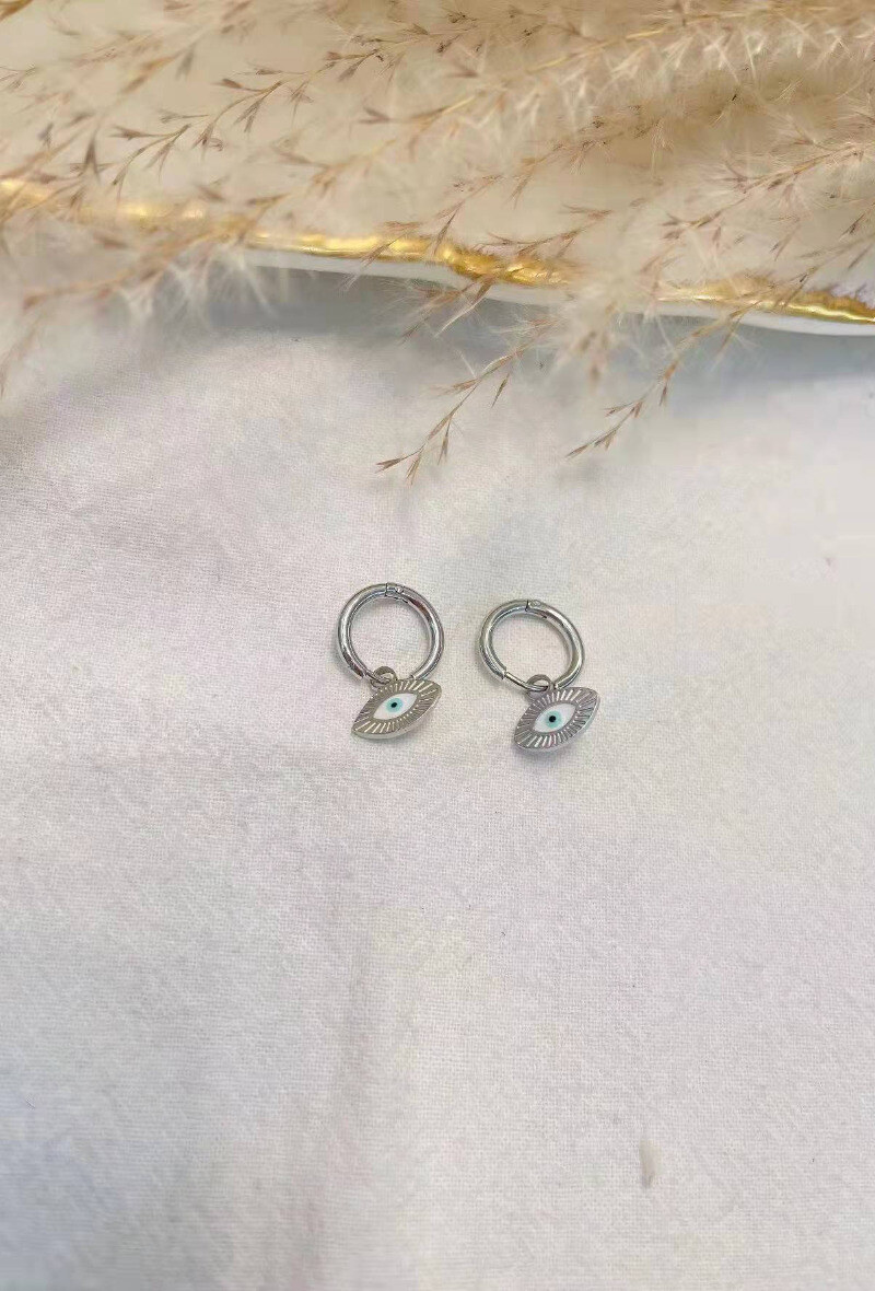 Wholesaler Lolilota - EARRING MINI HOOP BLUE EYE