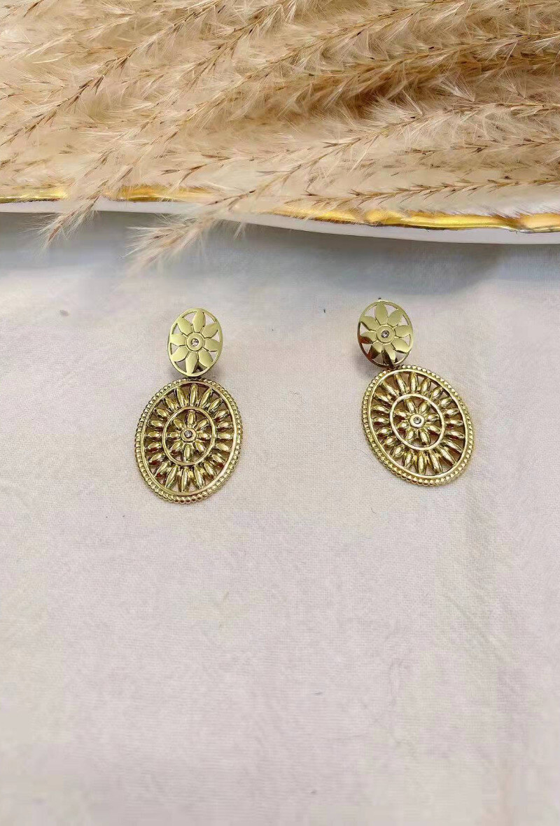 Wholesaler Lolilota - EARRING PENDANT MEDALLION FLOWER