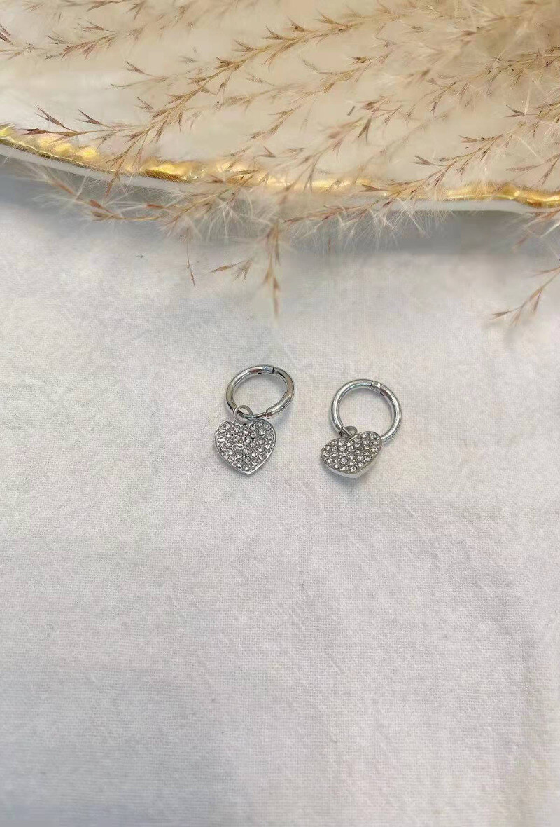 Wholesaler Lolilota - EARRING MINI HOOP HEART STRASS