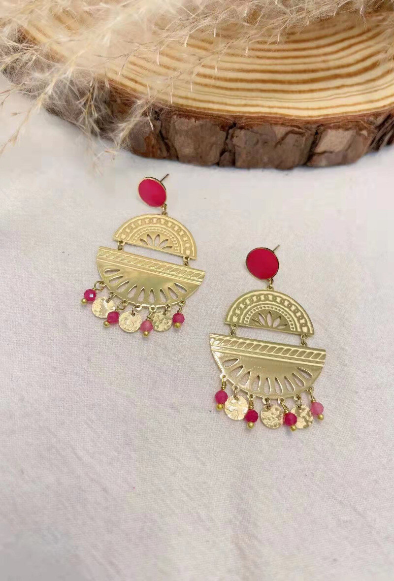 Wholesaler Lolilota - EARRING PENDANT HALF CIRCLE OPENWORK
