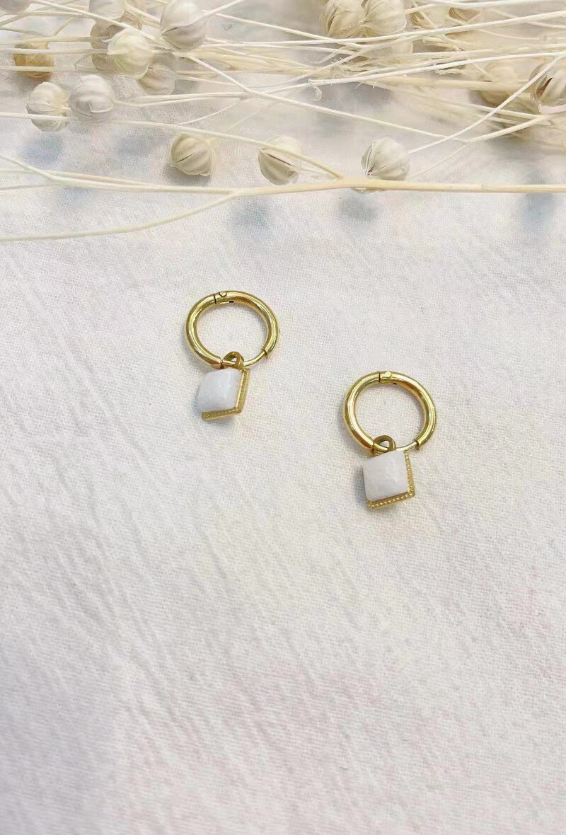 Grossiste Lolilota - BOUCLE D'OREILLE CARRE PIERRE