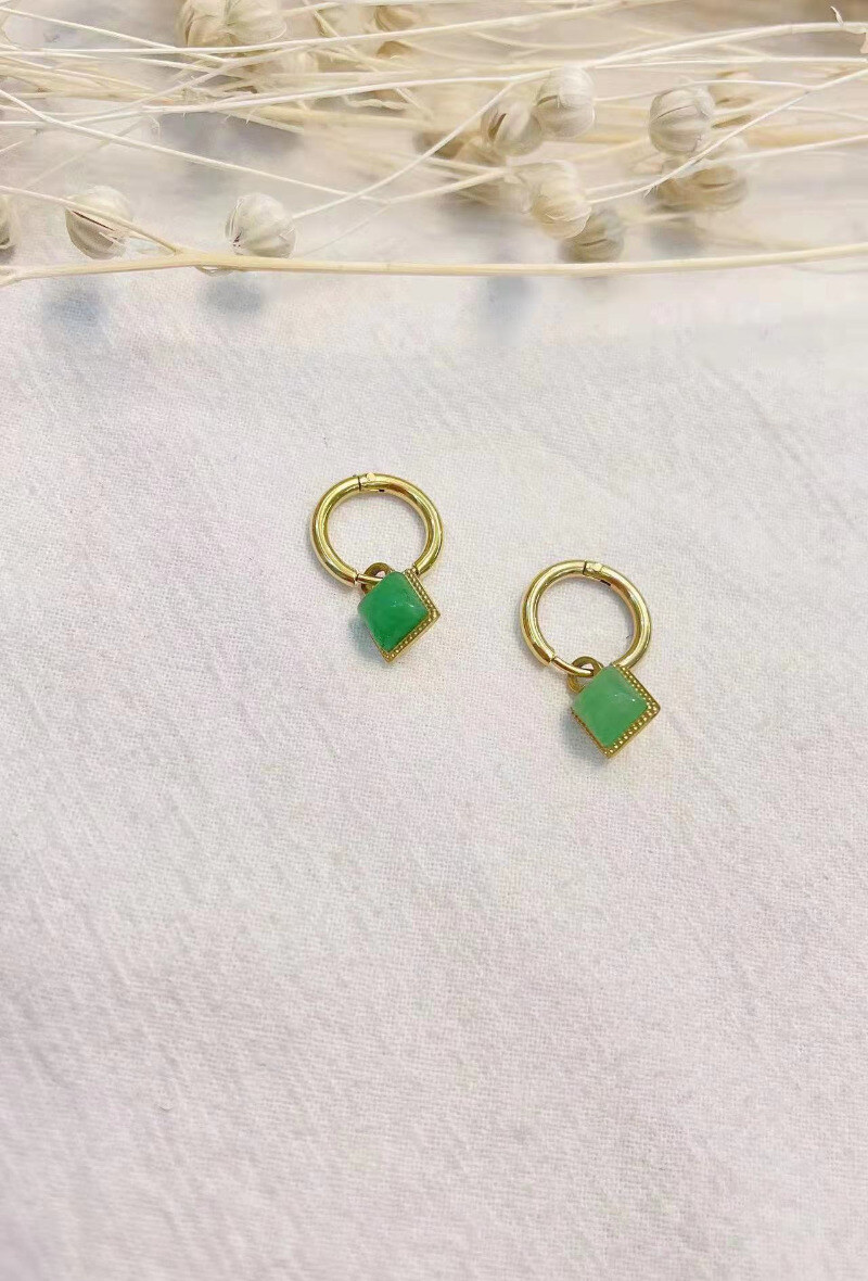 Wholesaler Lolilota - EARRING SQUARE STONE