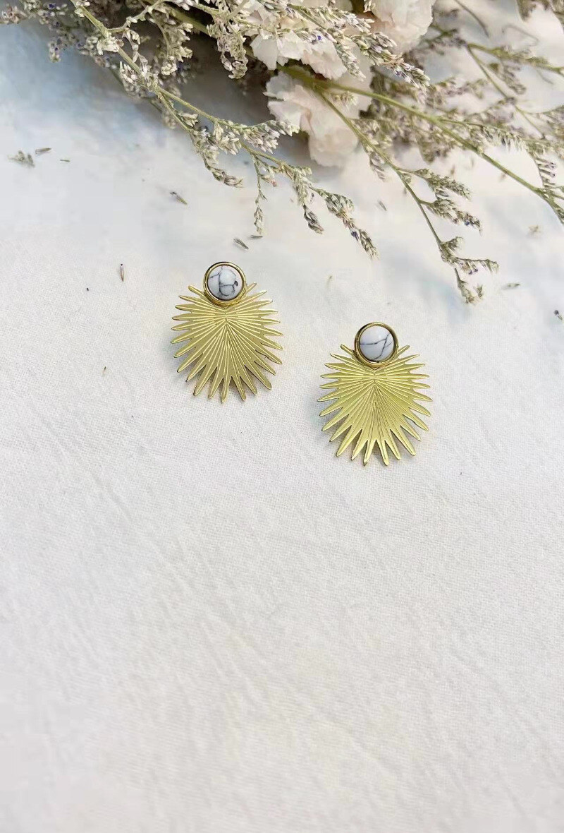 Wholesaler Lolilota - EARRING LEAF STONE