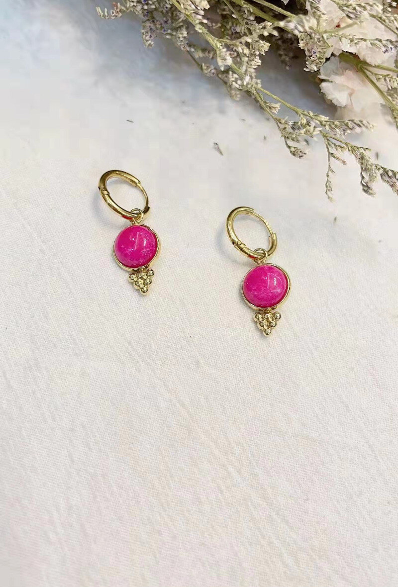 Grossiste Lolilota - BOUCLE D'OREILLE MINI CREOLE PIERRE