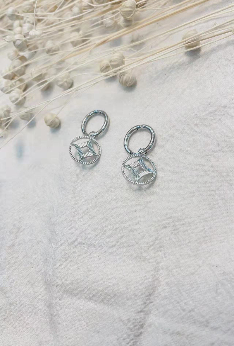 Wholesaler Lolilota - EARRING MINI HOOP CIRCLE LOSANGE