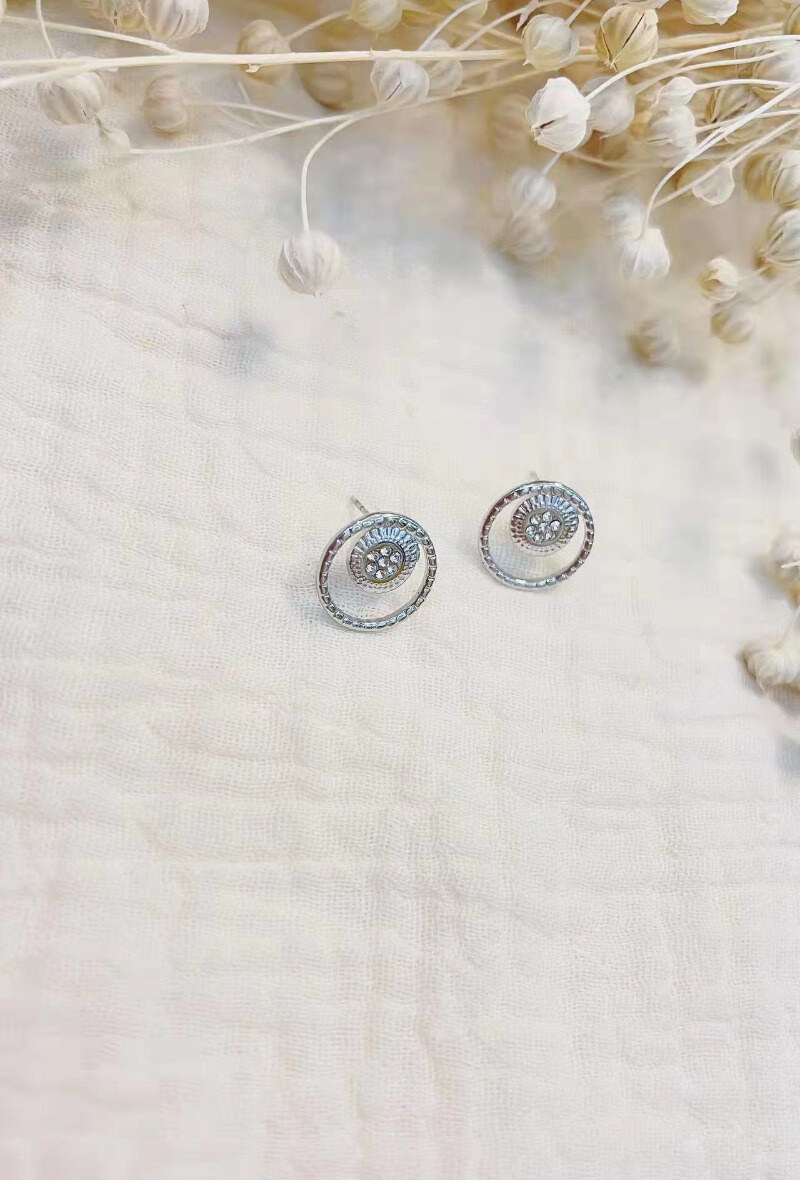 Wholesaler Lolilota - EARRING DOUBLE CIRCLE STRASS