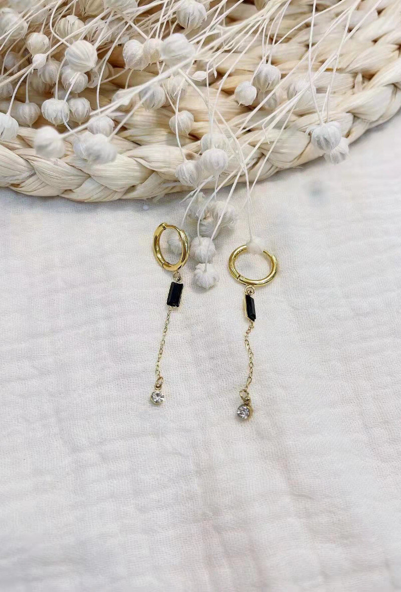 Wholesaler Lolilota - EARRING PENDANT STRASS RECTANGLE