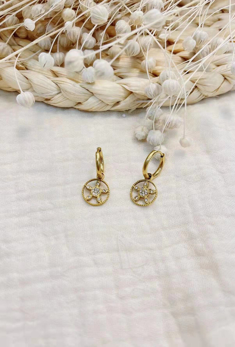 Wholesaler Lolilota - EARRING FLOWER CIRCLE STRASS