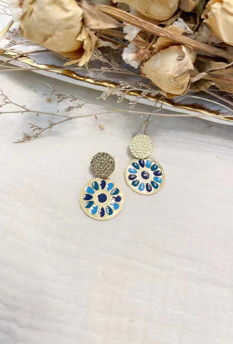 Mayorista Lolilota - Pendientes redondos de flor de esmalte