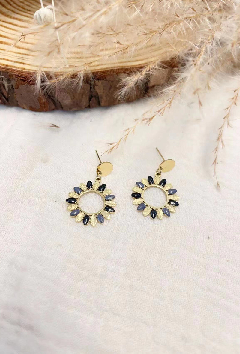 Wholesaler Lolilota - Earring leaf enamel
