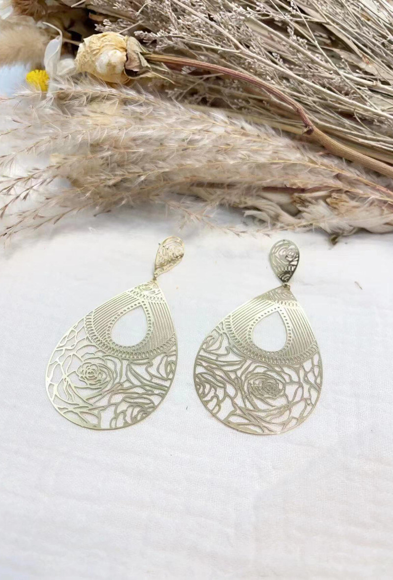 Wholesaler Lolilota - Earring filigree drop rose