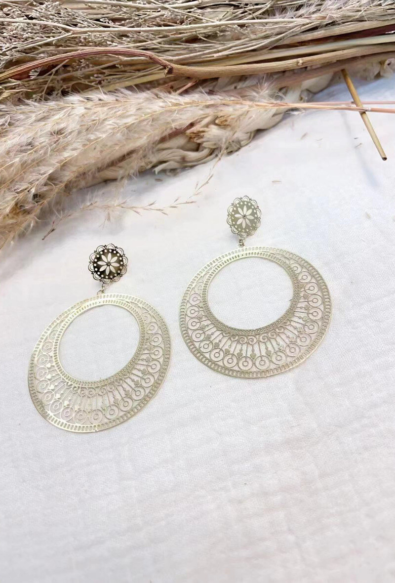 Wholesaler Lolilota - Earring pendant filigree circle