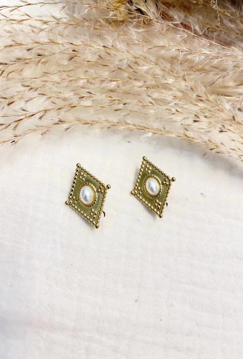 Mayorista Lolilota - Pendiente con clip, forma de diamante, perla de nácar